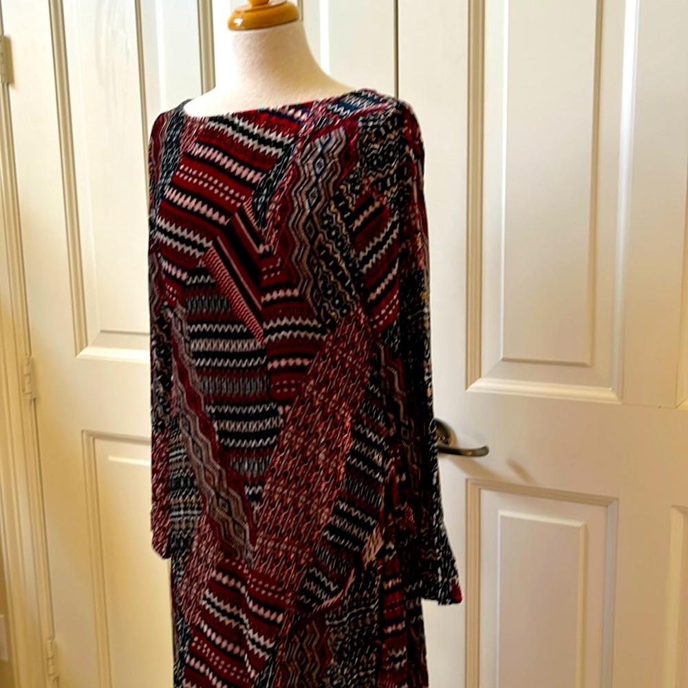 Sundance velvet silk blend LaDonna patchwork, long sleeve maxi dress